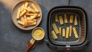Mandioca frita na air fryer – Passo 5