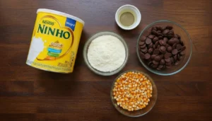 Pipoca com chocolate e leite Ninho – Passo 1