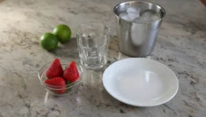 Caipirinha de morango simples – Passo 1