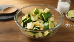 Doce de mamão verde em pedaços cristalizado – Passo 4